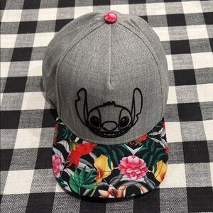 Disney Gray Stitch Hat with Floral Brim